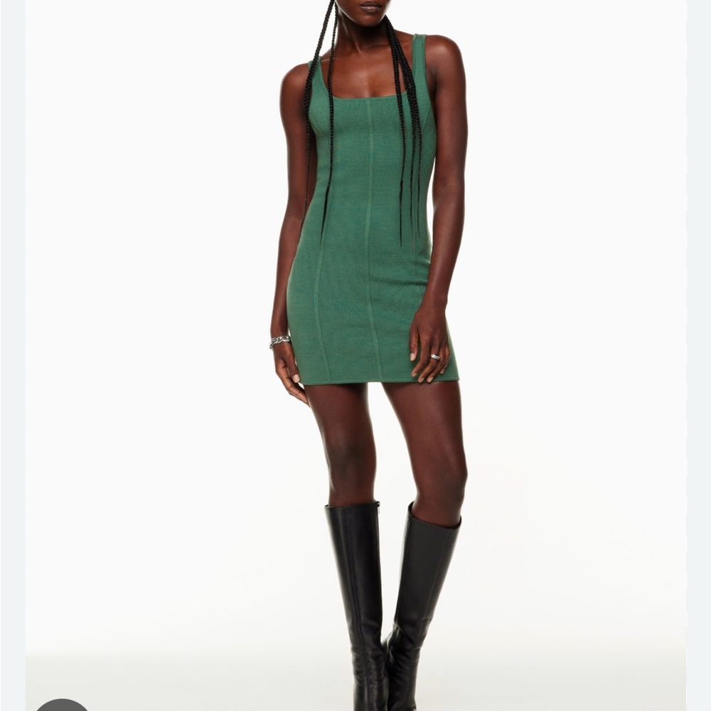 NWT Aritzia Babaton Teal green Sleeveless knit bustier Dress